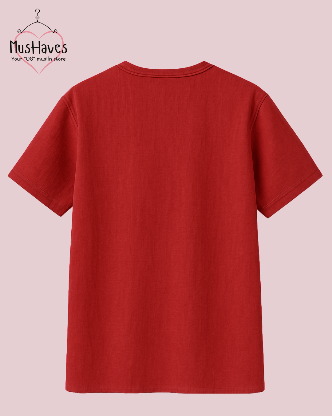 Unisex Organic Cotton Muslin T-Shirt – 100% Double Gauze, Loose Fit, Breathable Red Tee