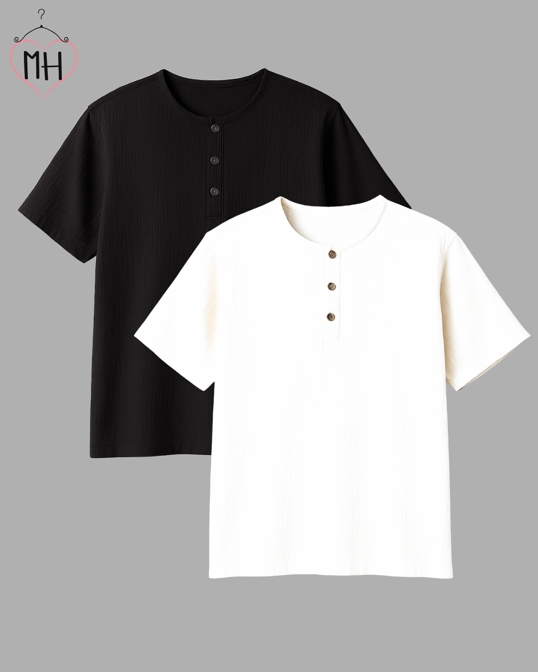 Unisex Organic Cotton Muslin T-Shirt – 100% Double Gauze, Loose Fit, Breathable black + white Tee