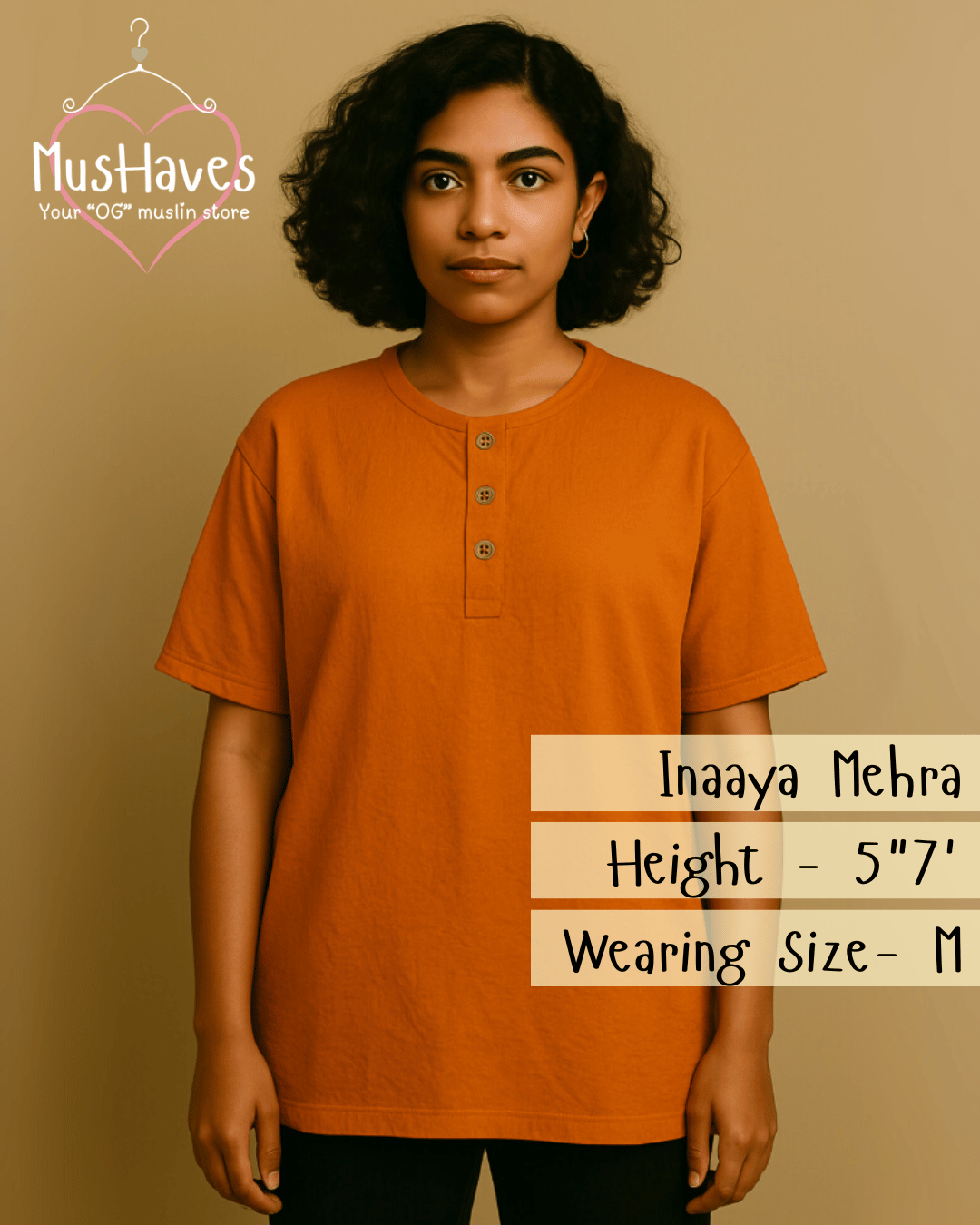 Unisex Organic Cotton Muslin T-Shirt – 100% Double Gauze, Loose Fit, Breathable Mandarin Orange Tee