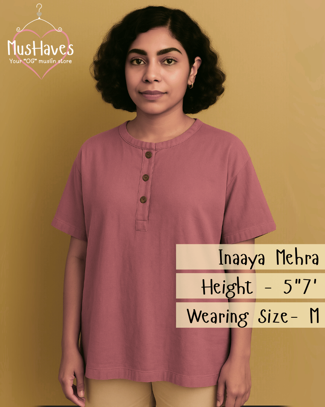 Unisex Organic Cotton Muslin T-Shirt – 100% Double Gauze, Loose Fit, Breathable Rusty Pink Tee