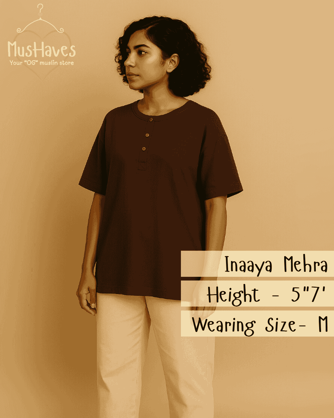 Unisex Organic Cotton Muslin T-Shirt – 100% Double Gauze, Loose Fit, Breathable Dark Brown Tee