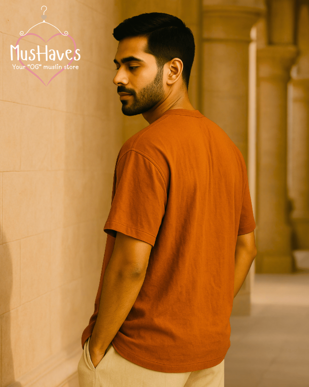 Unisex Organic Cotton Muslin T-Shirt – 100% Double Gauze, Loose Fit, Breathable Mandarin Orange Tee
