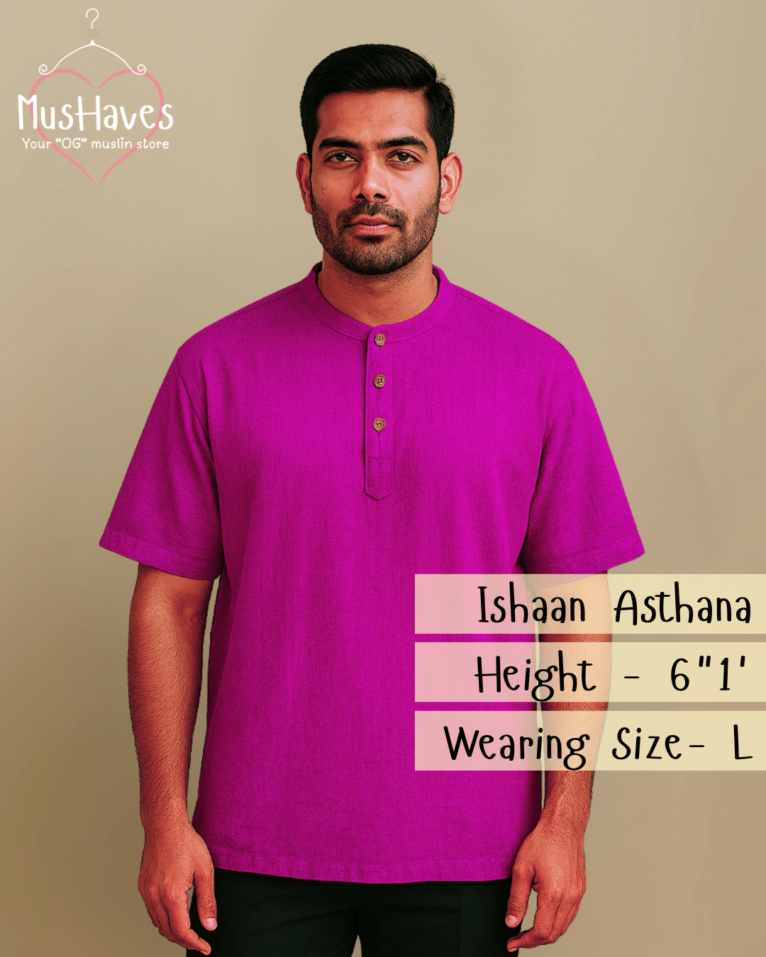 Unisex Organic Cotton Muslin T-Shirt – 100% Double Gauze, Loose Fit, Breathable Fuchsia Pink Tee