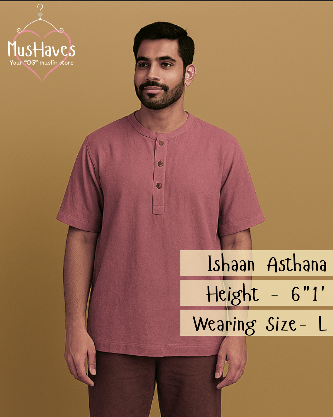 Unisex Organic Cotton Muslin T-Shirt – 100% Double Gauze, Loose Fit, Breathable Rusty Pink Tee