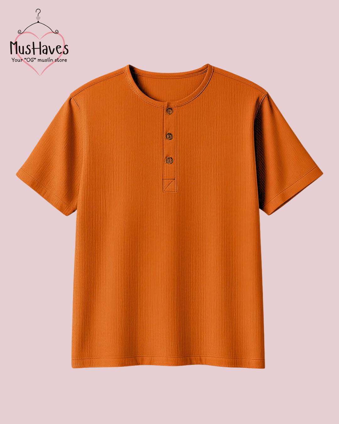 Unisex Organic Cotton Muslin T-Shirt – 100% Double Gauze, Loose Fit, Breathable Mandarin Orange Tee