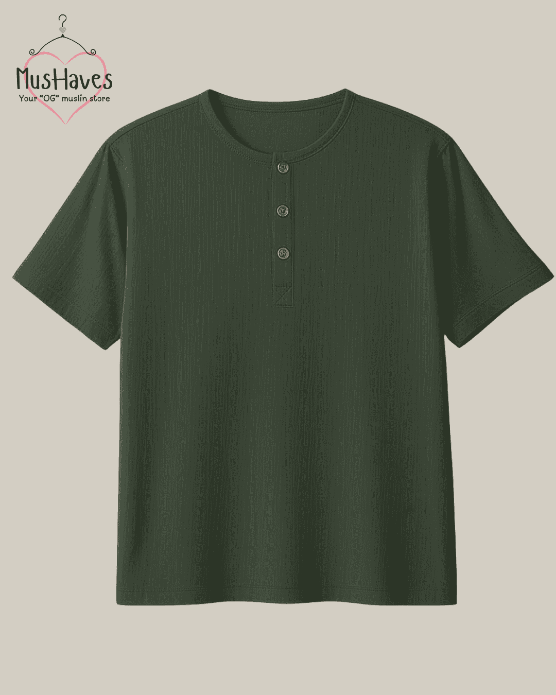 Unisex Organic Cotton Muslin T-Shirt – 100% Double Gauze, Loose Fit, Breathable Olive Green Tee