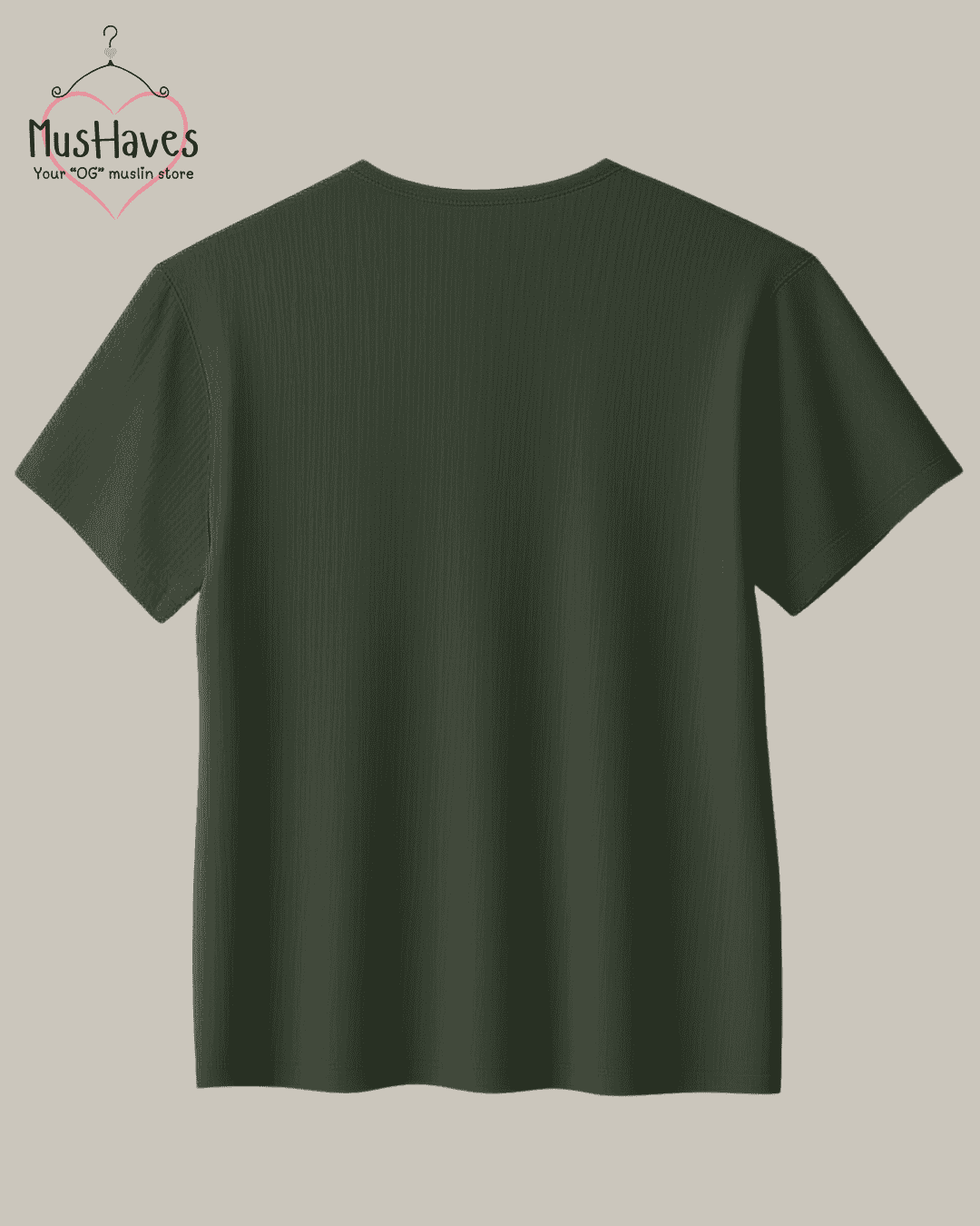 Unisex Organic Cotton Muslin T-Shirt – 100% Double Gauze, Loose Fit, Breathable Olive Green Tee