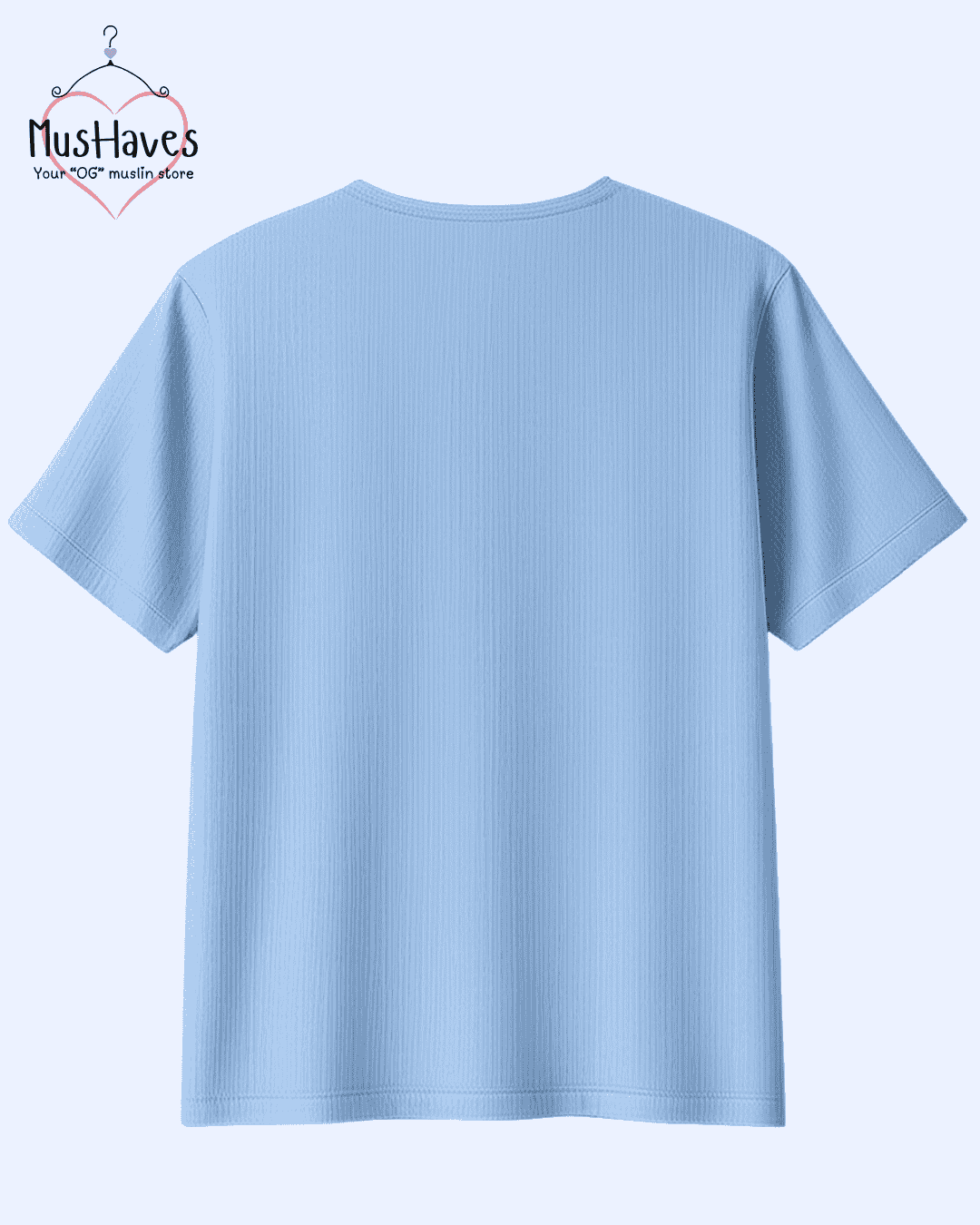 Unisex Organic Cotton Muslin T-Shirt – 100% Double Gauze, Loose Fit, Breathable Powder Blue Tee