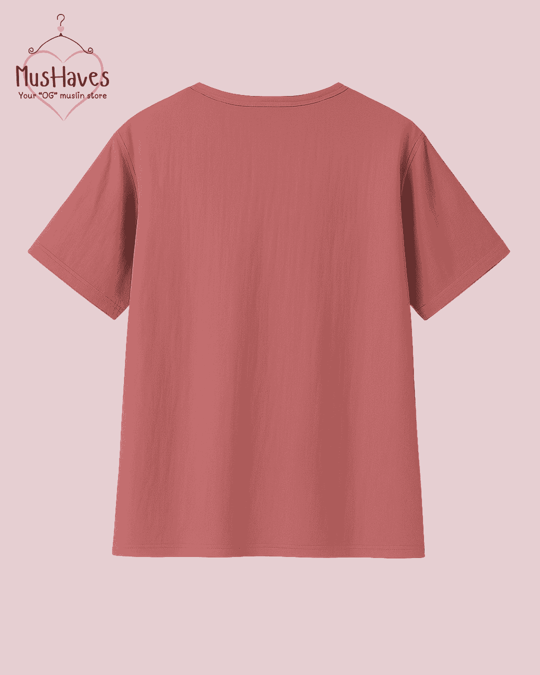 Unisex Organic Cotton Muslin T-Shirt – 100% Double Gauze, Loose Fit, Breathable Rusty Pink Tee