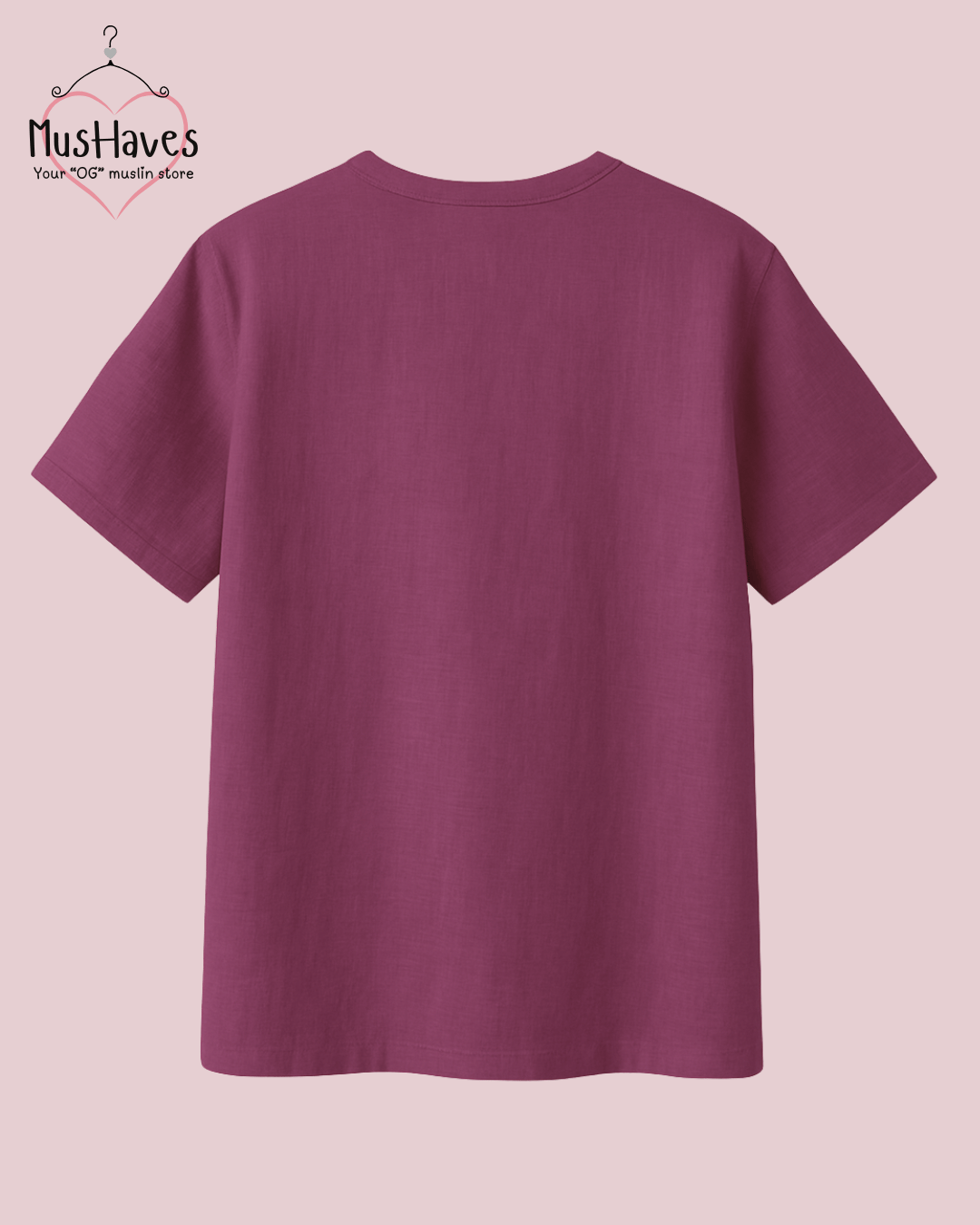 Unisex Organic Cotton Muslin T-Shirt – 100% Double Gauze, Loose Fit, Breathable Purple Teeshirt
