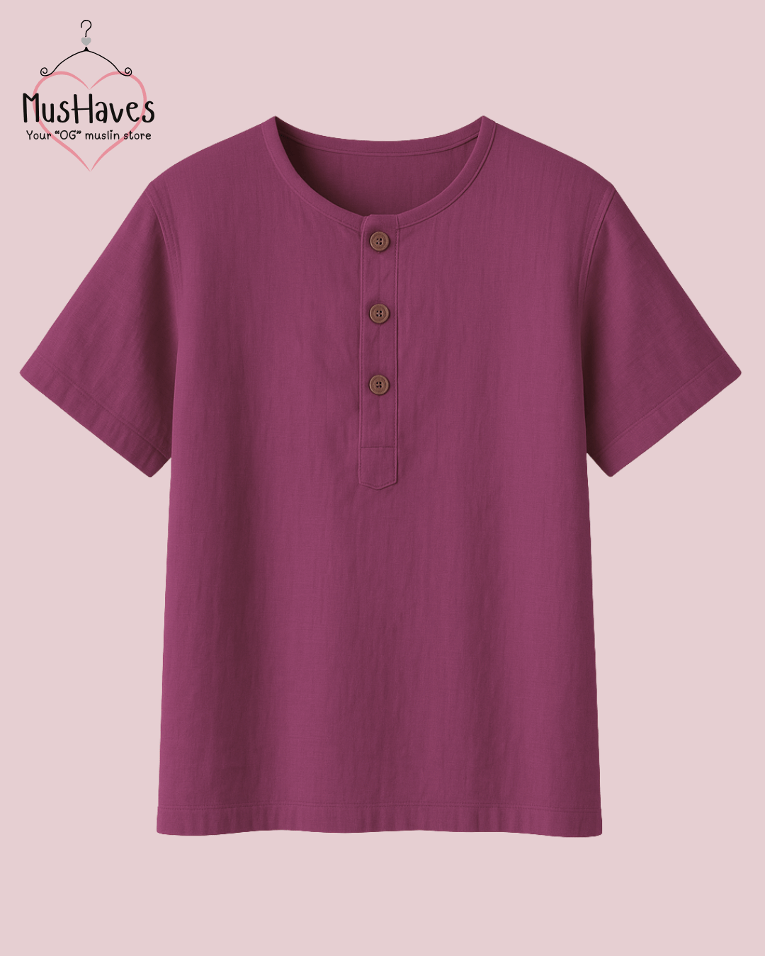 Unisex Organic Cotton Muslin T-Shirt – 100% Double Gauze, Loose Fit, Breathable Purple Teeshirt