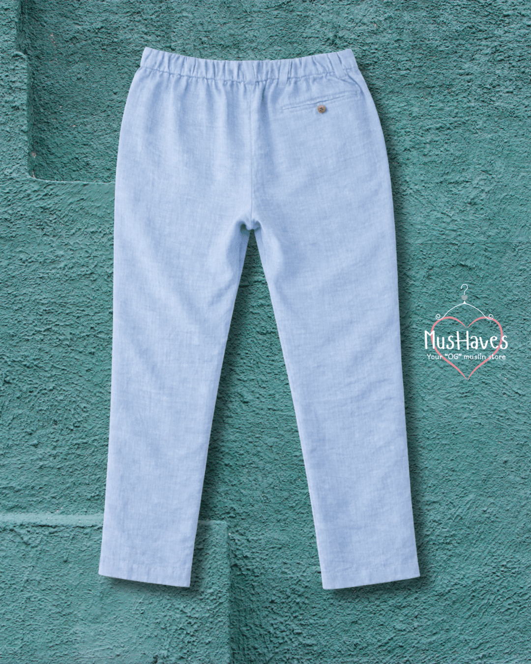 Premium Muslin Bottoms | 100% Organic Cotton | Unisex | Formal | Trouser | Pants | Powder Blue