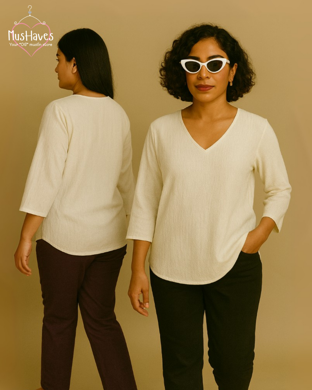 Women Premium Muslin T-Shirt – 100% Double Gauze | Loose Fit | A-Cut | Breathable White Tee
