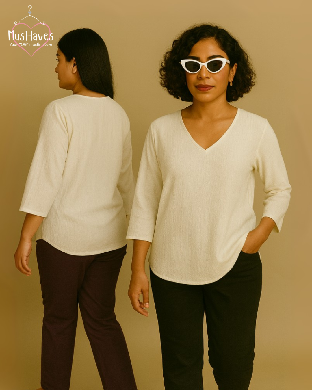 Women Premium Muslin T-Shirt – 100% Double Gauze | Loose Fit | A-Cut | Breathable White Tee