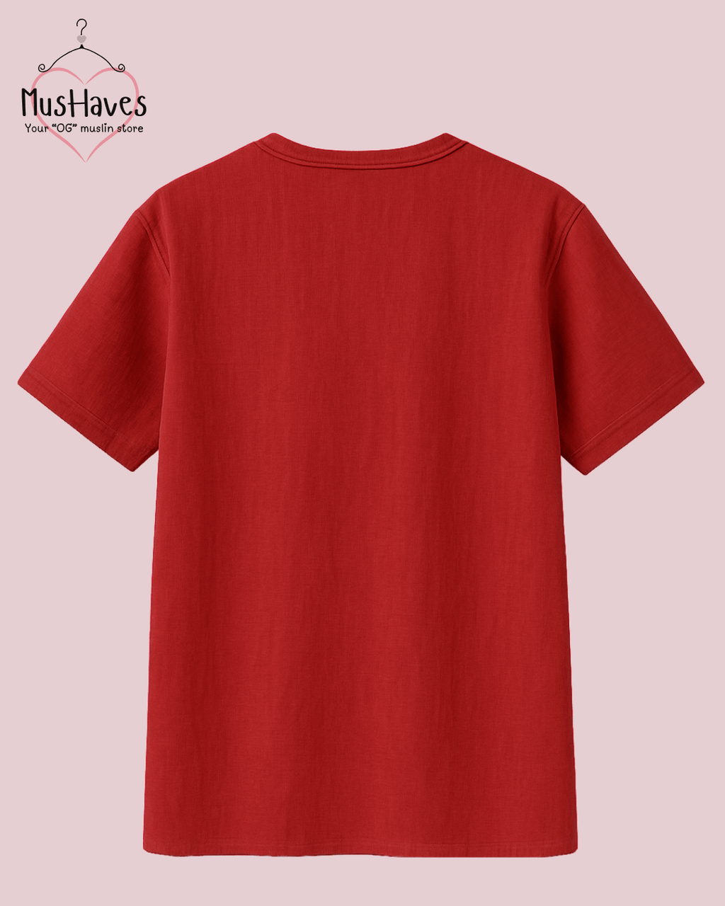 Unisex Organic Cotton Muslin T-Shirt – 100% Double Gauze, Loose Fit, Breathable Red Tee