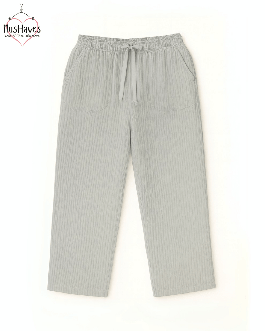 Breezy Muslin Relaxed Bottoms – Ligh Grey