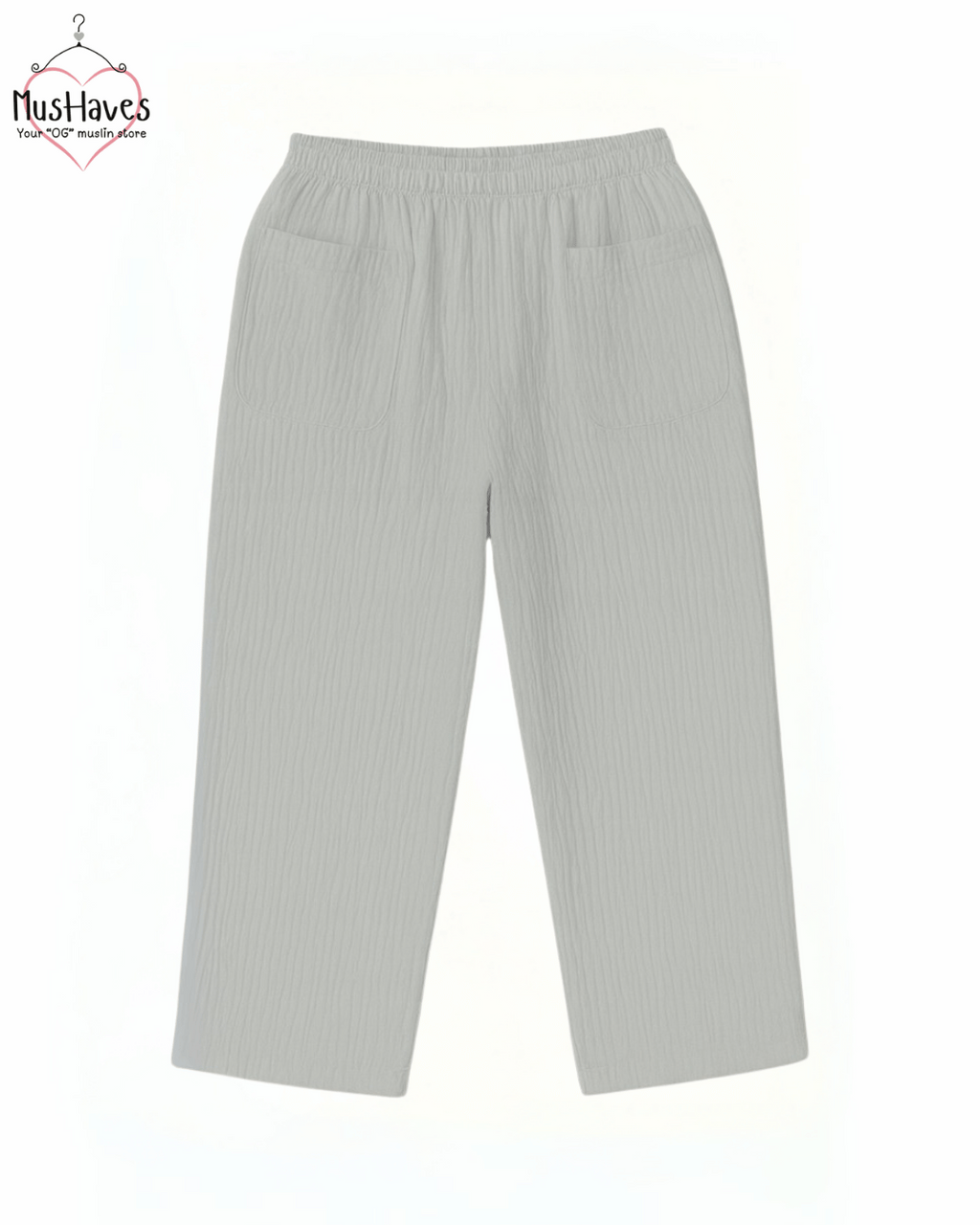 Breezy Muslin Relaxed Bottoms – Ligh Grey