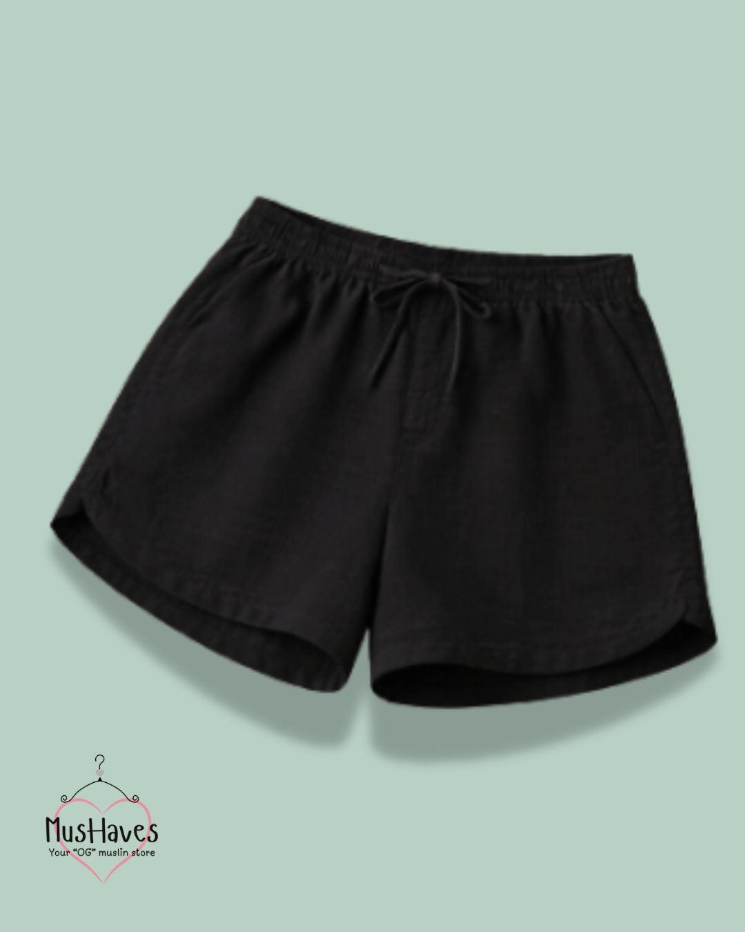 Premium Muslin Bottoms | Shorts | 100% Organic Cotton | Women | Charcoal Black