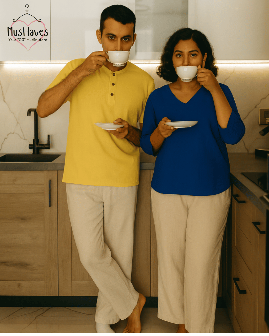 Premium Muslin Bottoms | 100% Organic Cotton | Unisex | Beige