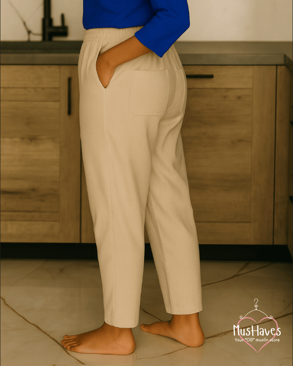 Premium Muslin Bottoms | 100% Organic Cotton | Unisex | Beige