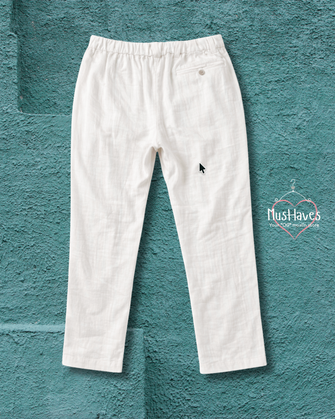 Premium Muslin Bottoms | 100% Organic Cotton | Unisex | Formal | Trouser | Pants | Pearl White