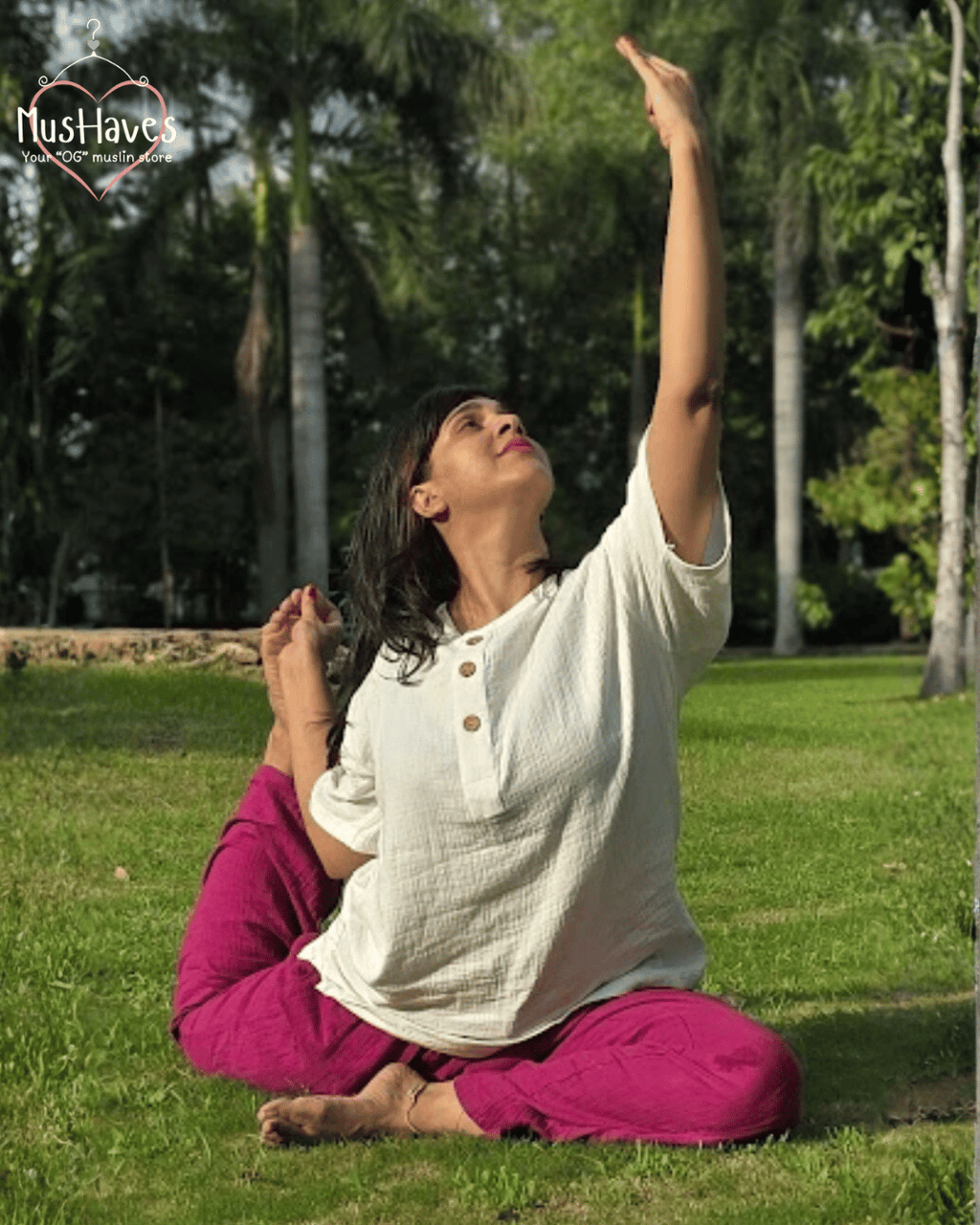Premium Muslin Combo set | Teeshirt + Bottoms | White + Purple