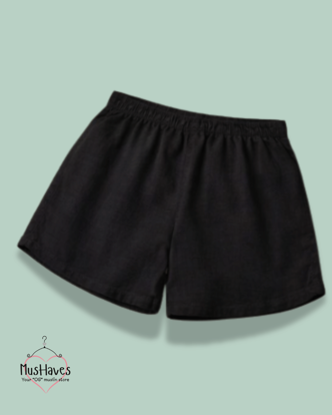 Premium Muslin Bottoms | Shorts | 100% Organic Cotton | Women | Charcoal Black