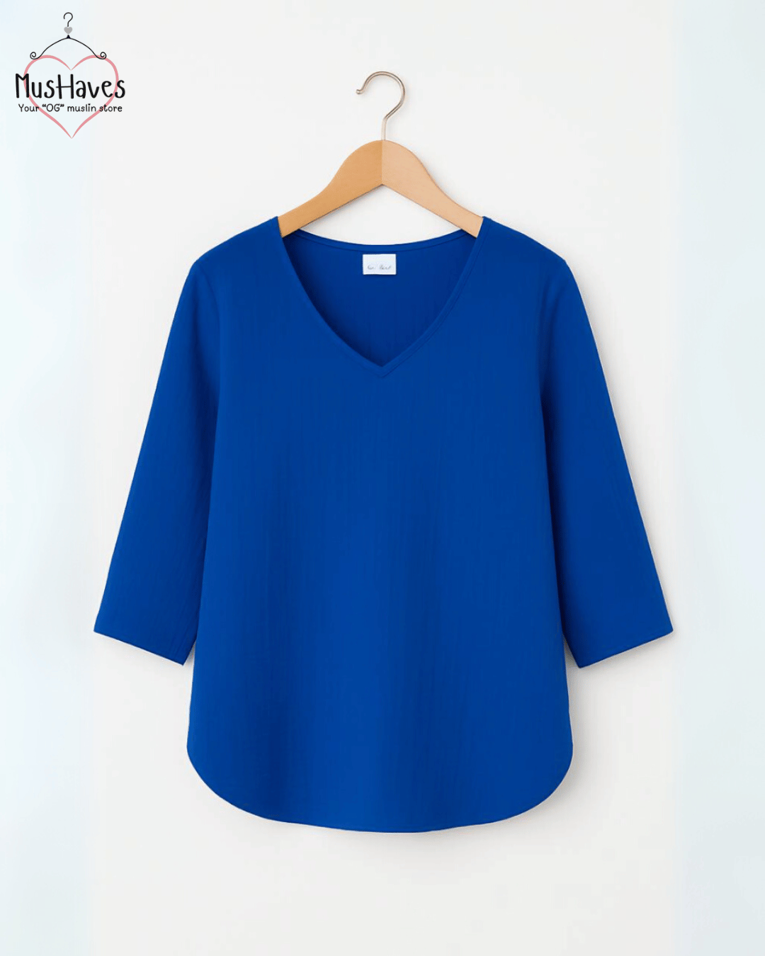 Women Premium Muslin T-Shirt – 100% Double Gauze | Loose Fit | A-Cut | Breathable Cobalt Blue