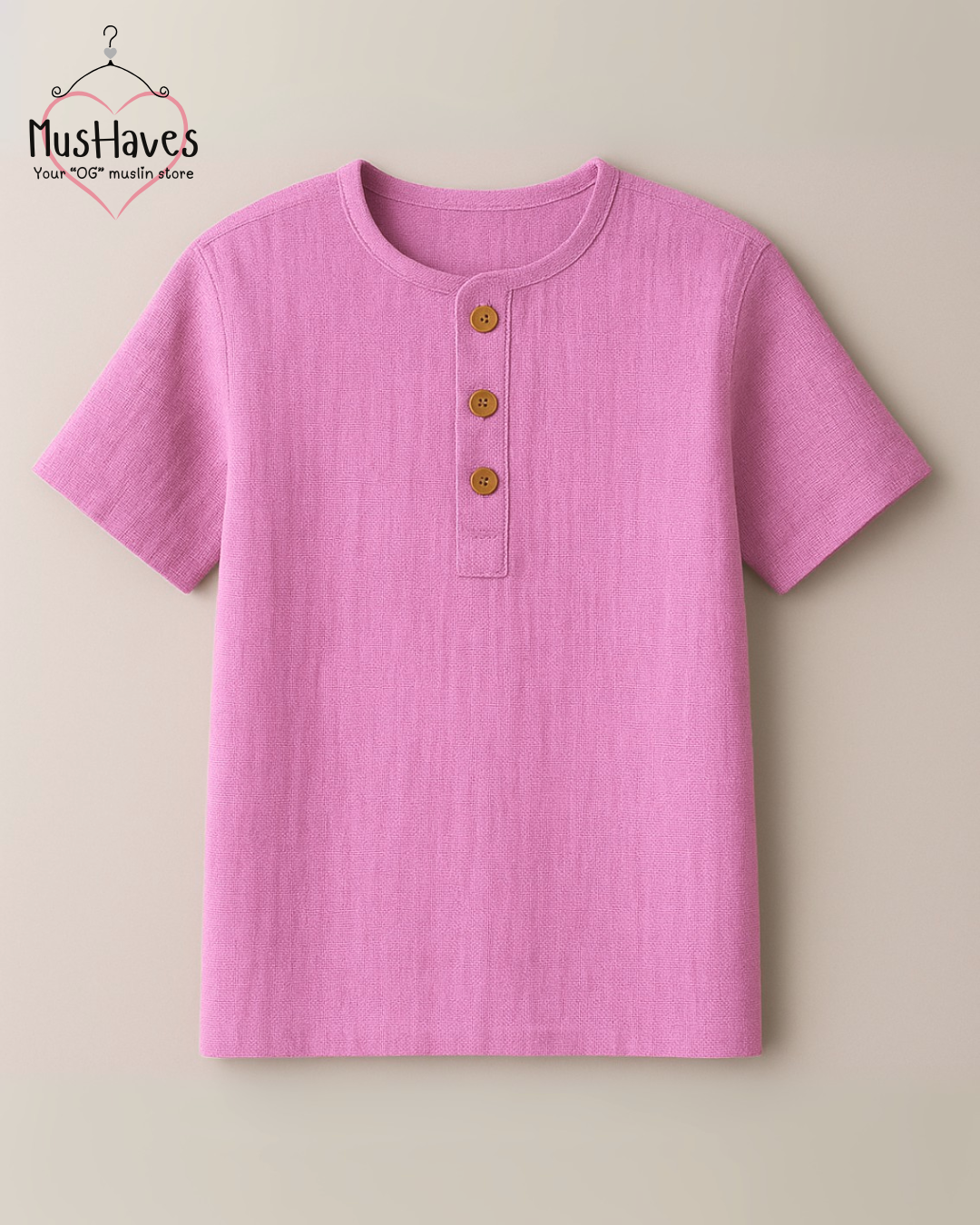 Unisex Organic Cotton Muslin T-Shirt – 100% Double Gauze, Loose Fit, Breathable Baby Pink Tee