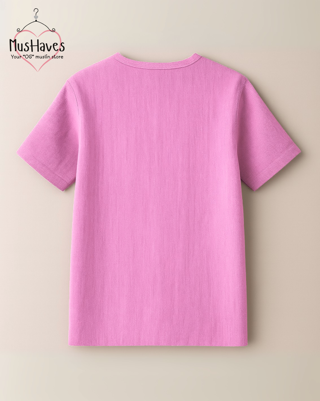 Unisex Organic Cotton Muslin T-Shirt – 100% Double Gauze, Loose Fit, Breathable Baby Pink Tee