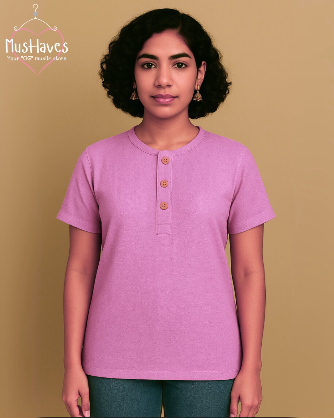 Unisex Organic Cotton Muslin T-Shirt – 100% Double Gauze, Loose Fit, Breathable Baby Pink Tee