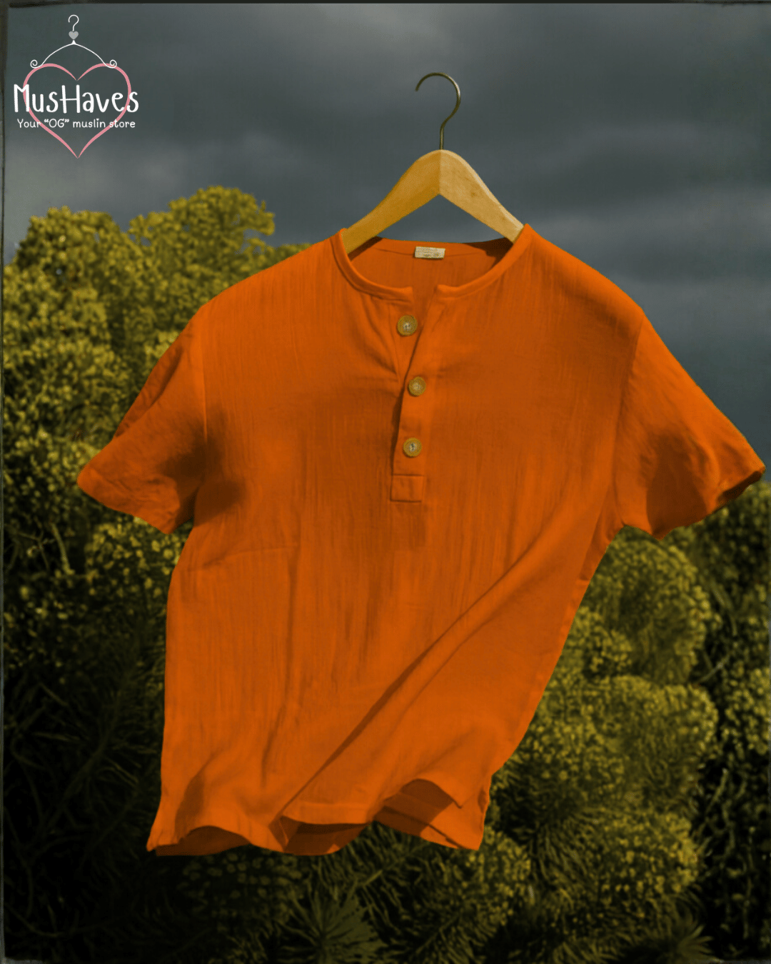 Premium Muslin Combo set | Teeshirt + Bottoms | Rust Orange + Deep Blue