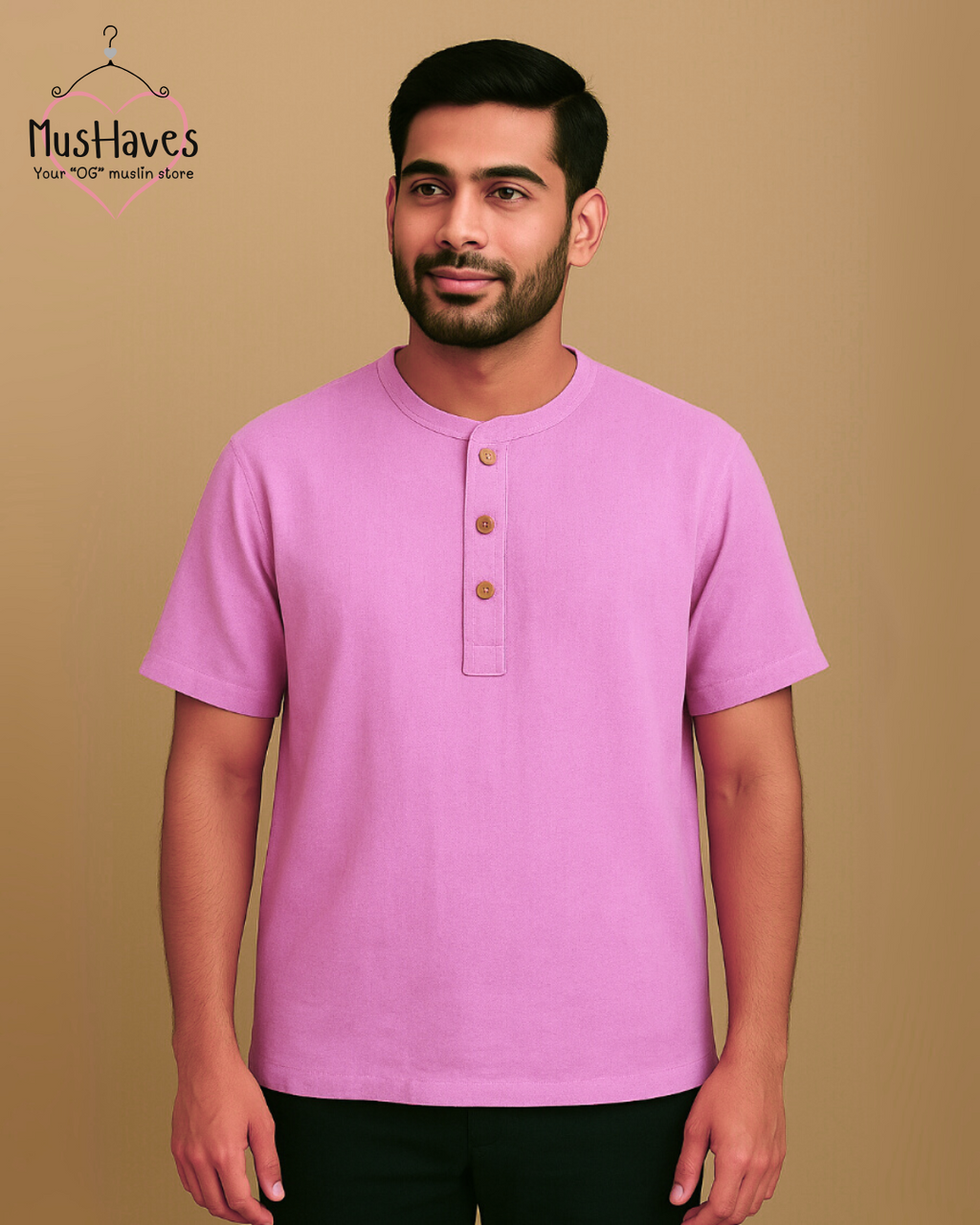 Premium Henley Teeshirt Combo Of Pink - Soft Pink + Rust Pink