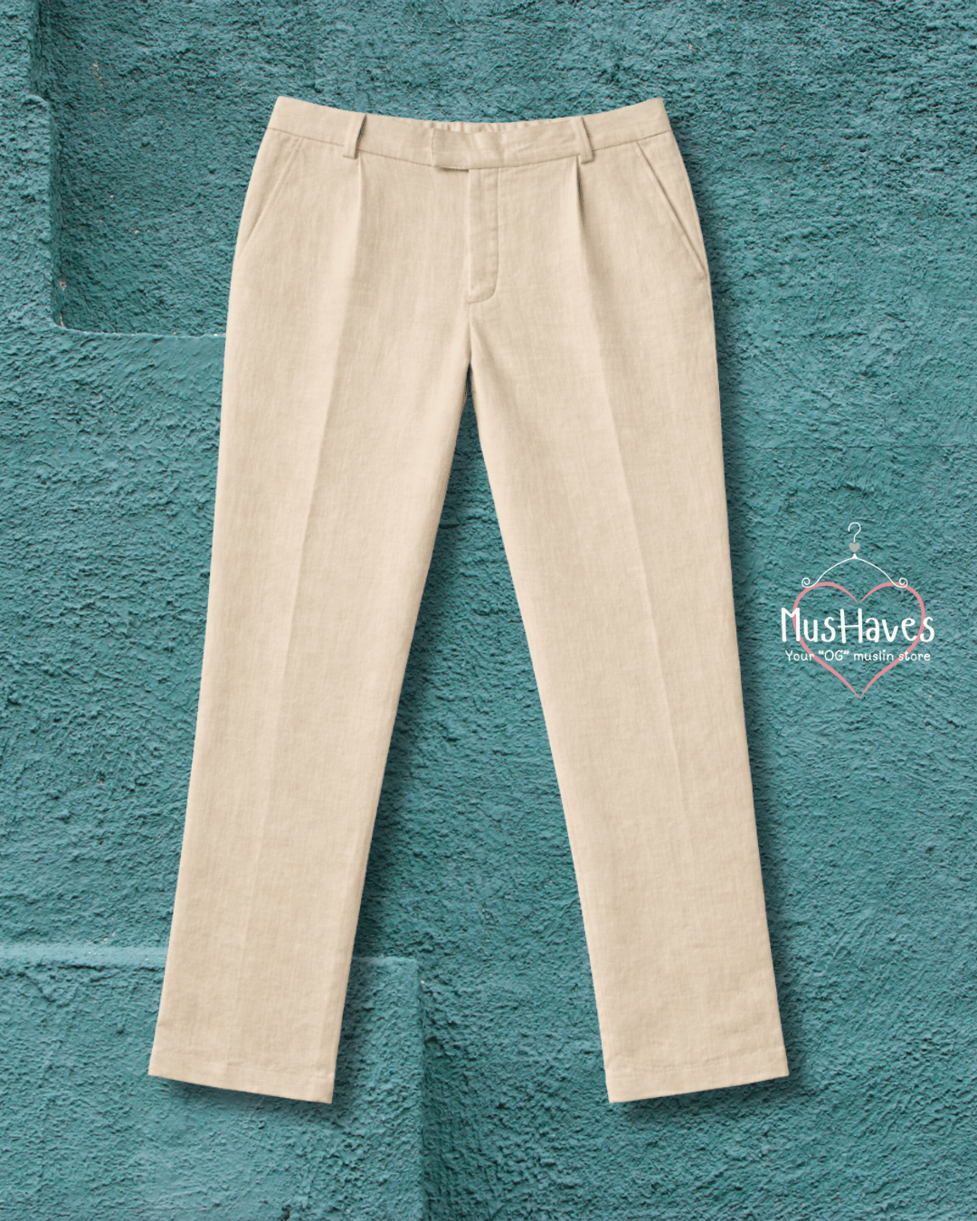 Premium Muslin Bottoms | 100% Organic Cotton | Unisex | Formal | Trouser | Pants | Light Beige