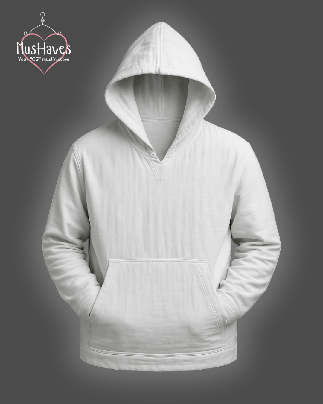 Premium Muslin Hoodie | Unisex | 100% Organic Cotton | Mulmul | Anti Static | Breathable | Skin Friendly | Winter Essential | White