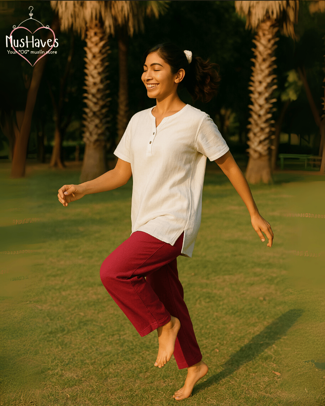 Premium Muslin Combo set | Teeshirt + Bottoms | White + Purple