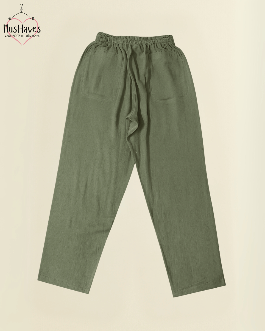 Premium Muslin Bottoms | 100% Organic Cotton | Unisex | Olive Green