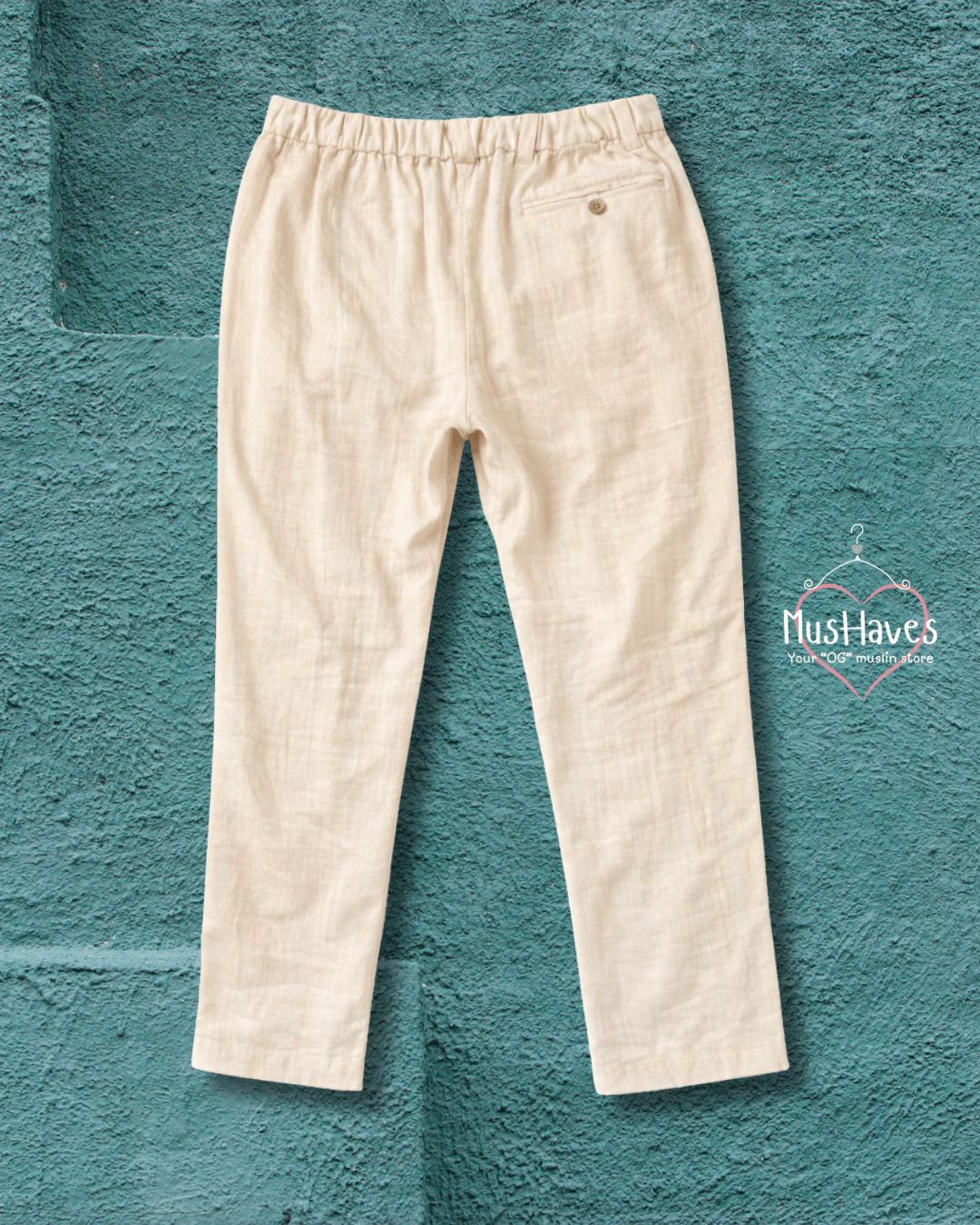 Premium Muslin Bottoms | 100% Organic Cotton | Unisex | Formal | Trouser | Pants | Light Beige