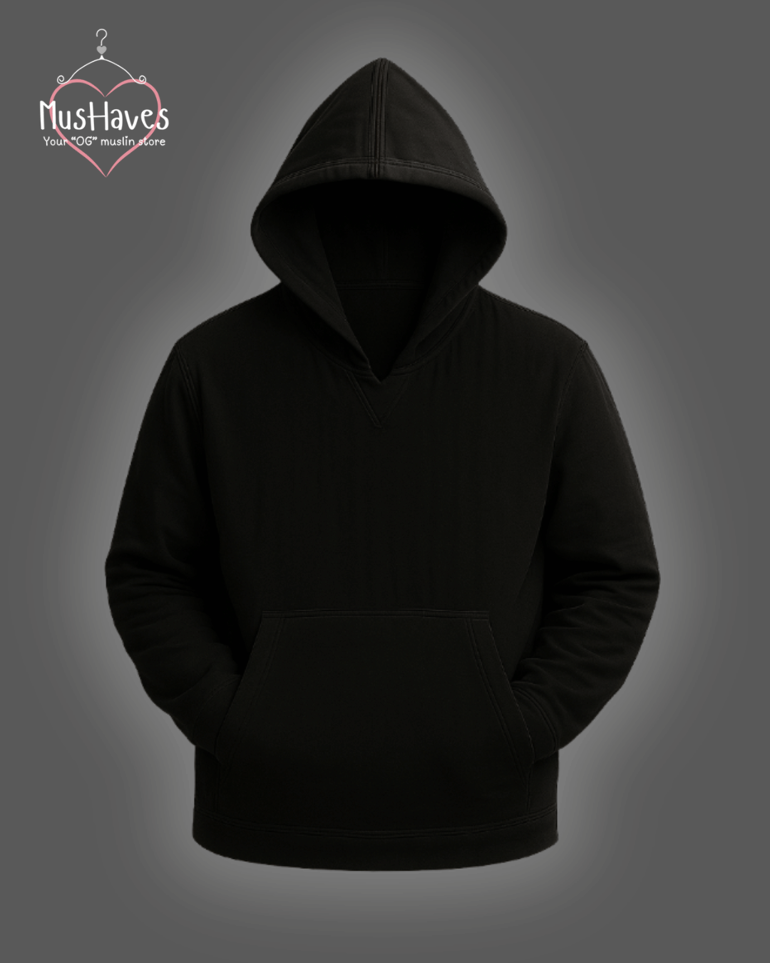 Premium Muslin Hoodie | Unisex | 100% Organic Cotton | Mulmul | Anti Static | Breathable | Skin Friendly | Winter Essential | Black