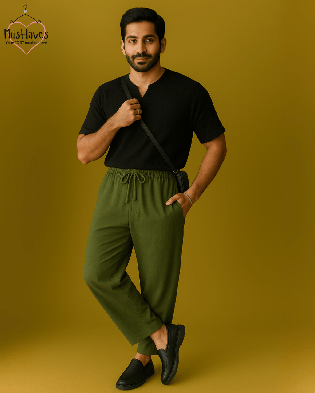 Premium Muslin Bottoms | 100% Organic Cotton | Unisex | Olive Green