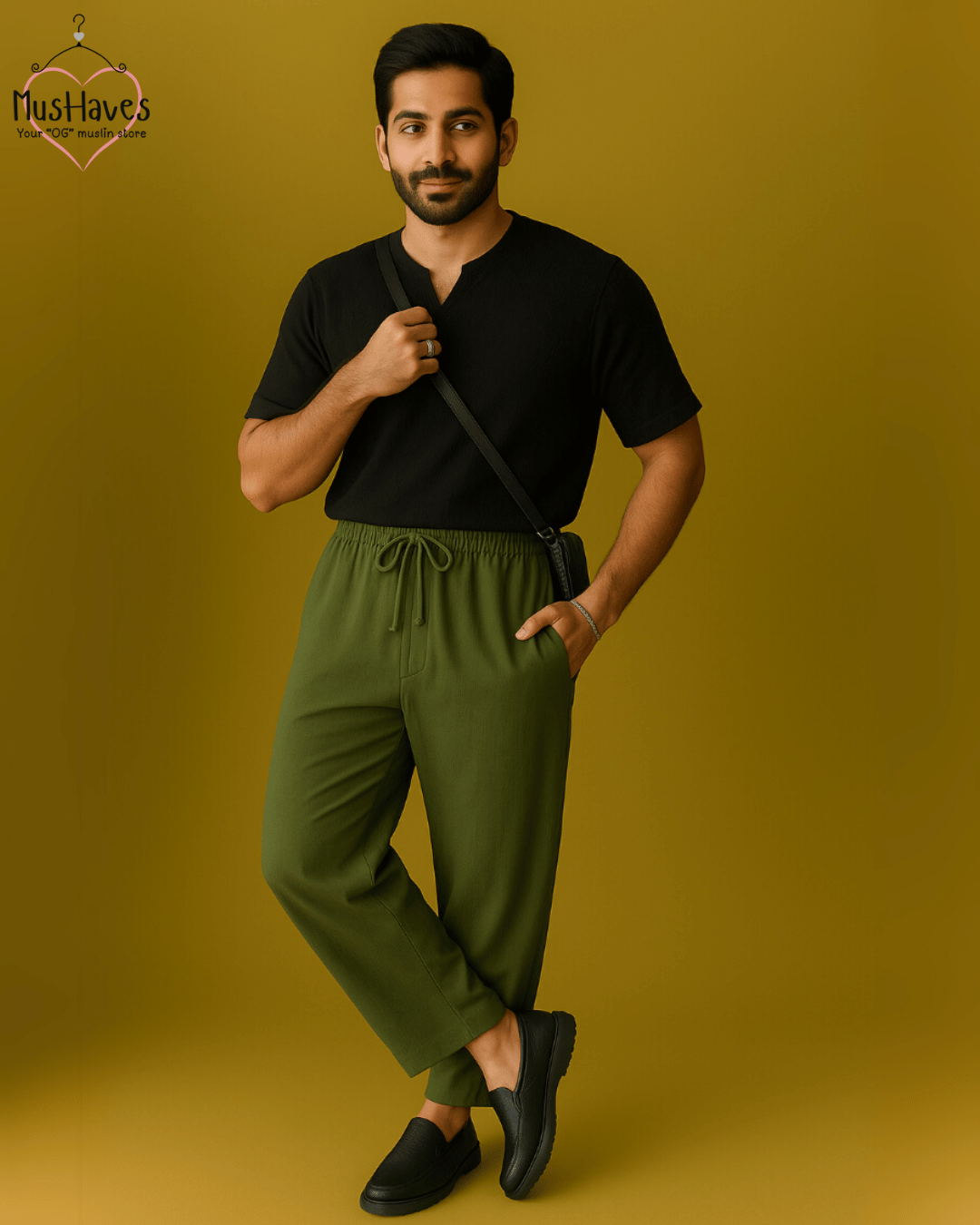 Premium Muslin Bottoms | 100% Organic Cotton | Unisex | Olive Green