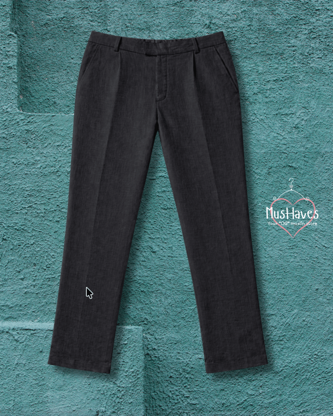 Premium Muslin Bottoms | 100% Organic Cotton | Unisex | Formal | Trouser | Pants | Charcoal Black