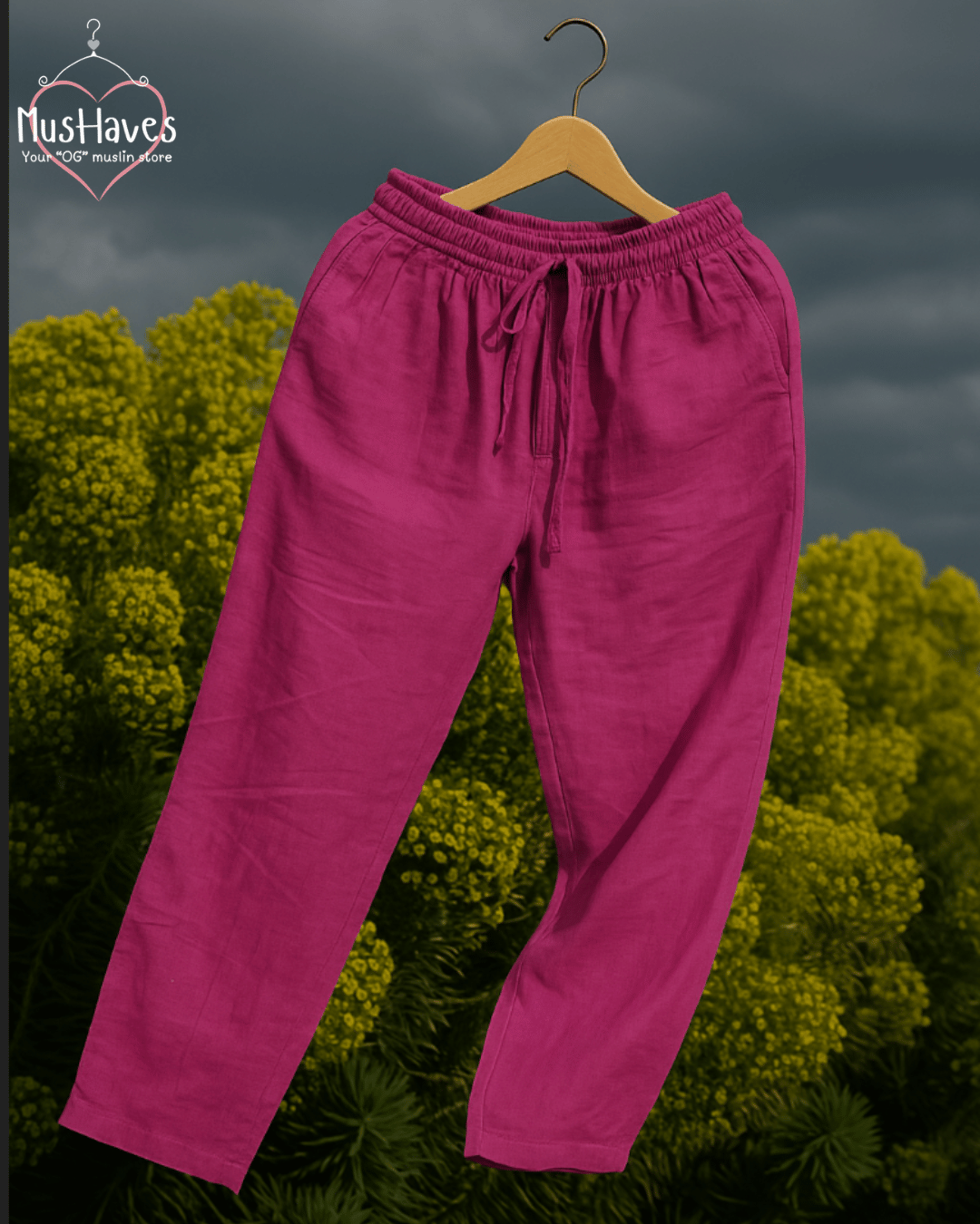 Premium Muslin Combo set | Teeshirt + Bottoms | White + Purple