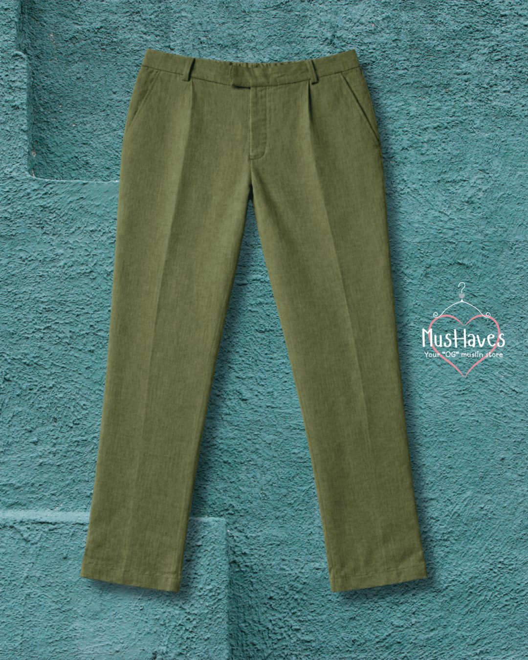 Premium Muslin Bottoms | 100% Organic Cotton | Unisex | Formal | Trouser | Pants | Olive Green