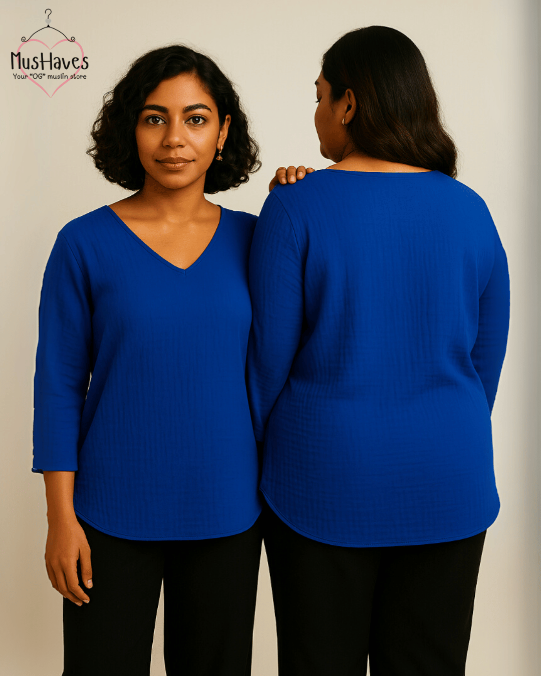 Women Premium Muslin T-Shirt – 100% Double Gauze | Loose Fit | A-Cut | Breathable Cobalt Blue
