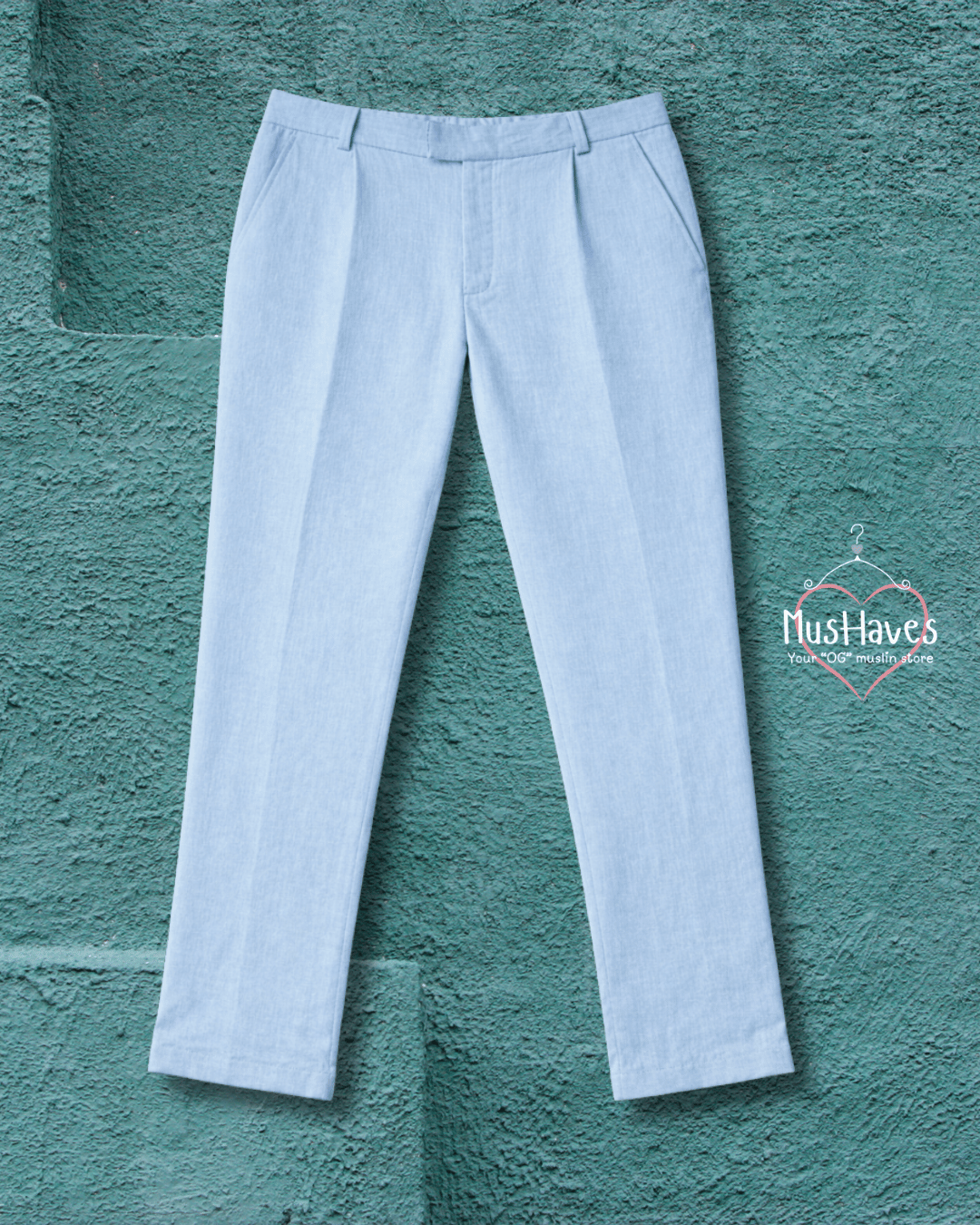 Premium Muslin Bottoms | 100% Organic Cotton | Unisex | Formal | Trouser | Pants | Powder Blue