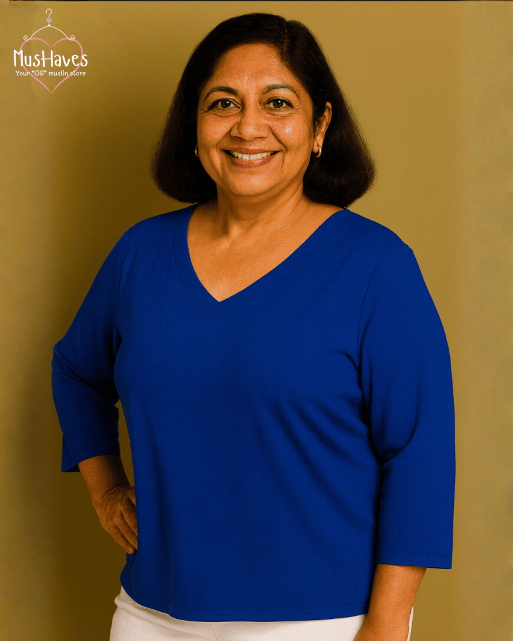 Women Premium Muslin T-Shirt – 100% Double Gauze | Loose Fit | A-Cut | Breathable Cobalt Blue