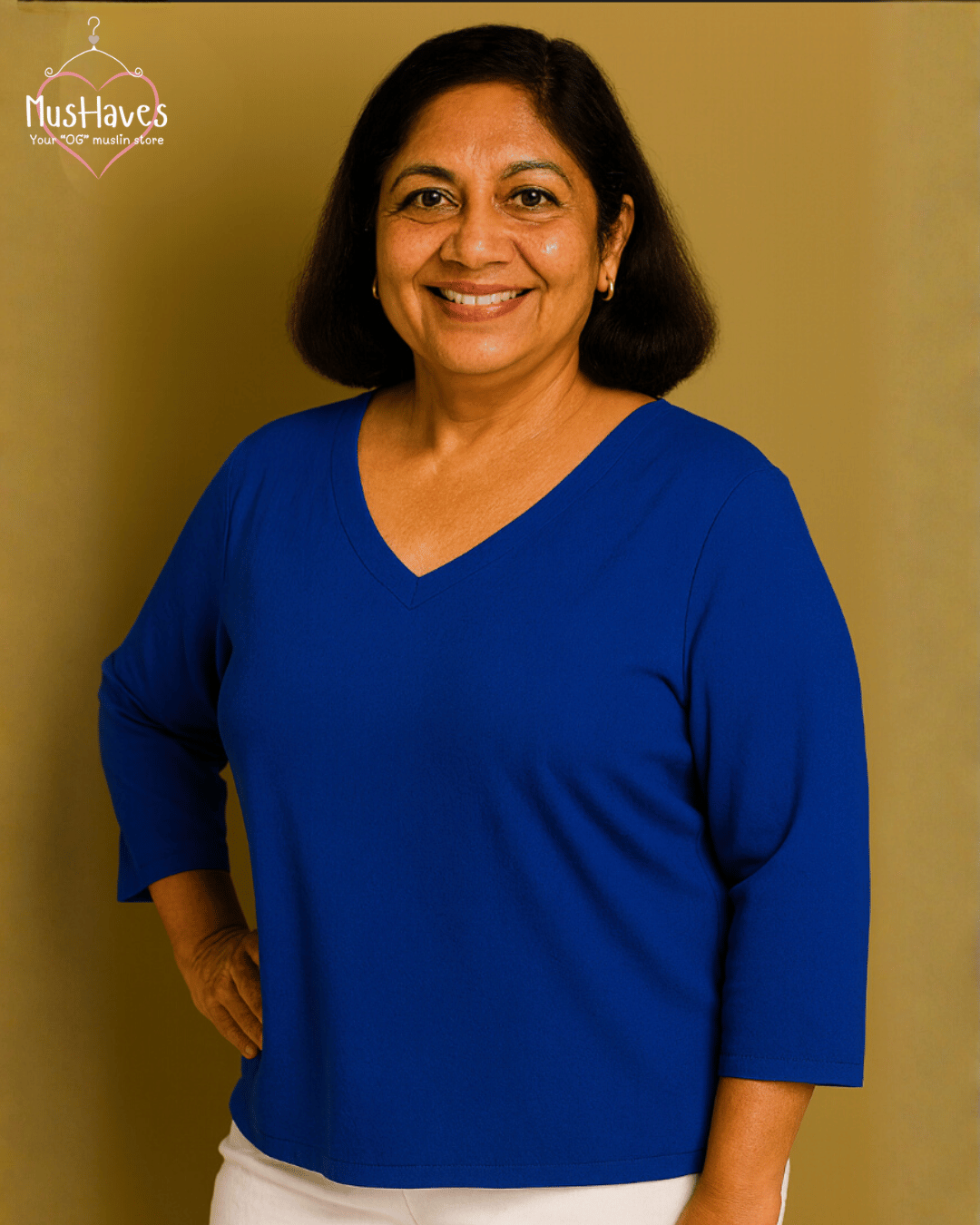Women Premium Muslin T-Shirt – 100% Double Gauze | Loose Fit | A-Cut | Breathable Cobalt Blue