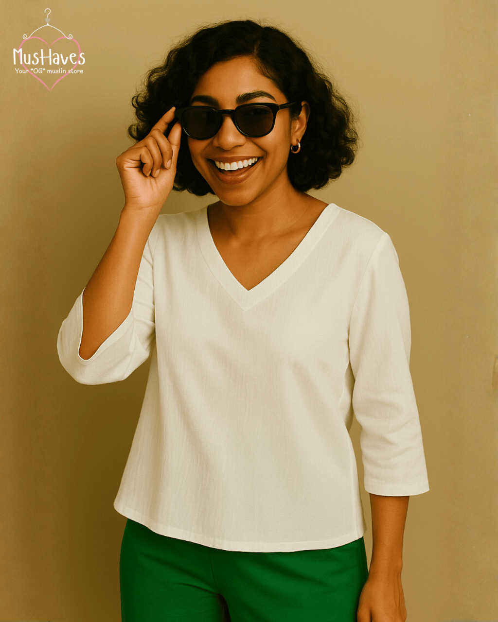 Women Premium Muslin T-Shirt – 100% Double Gauze | Loose Fit | A-Cut | Breathable White Tee