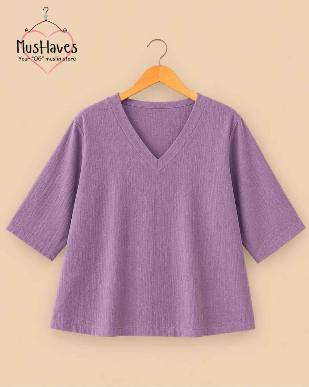 Breezy Muslin A Line V Neck Top – Jamuni Purple